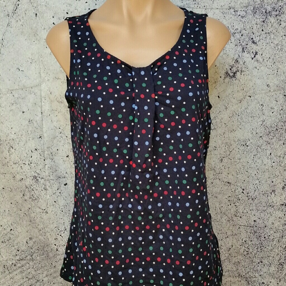 Nwt navy blue polka dot Tommy Hilfiger top sz L